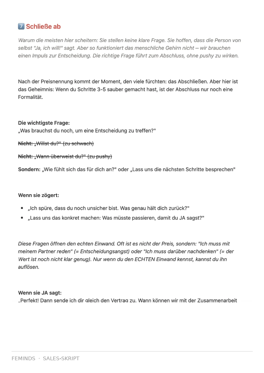 Sales-Skript: Schritt 7 Schließe ab